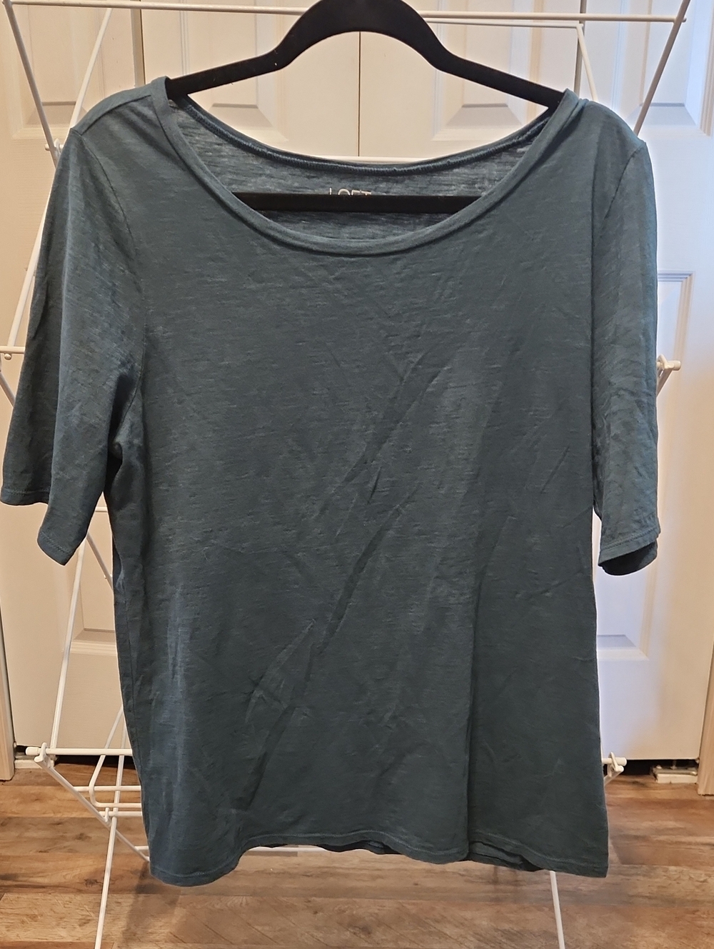 LOFT Short Sleeve Scoop Neck Tee in Teal Green